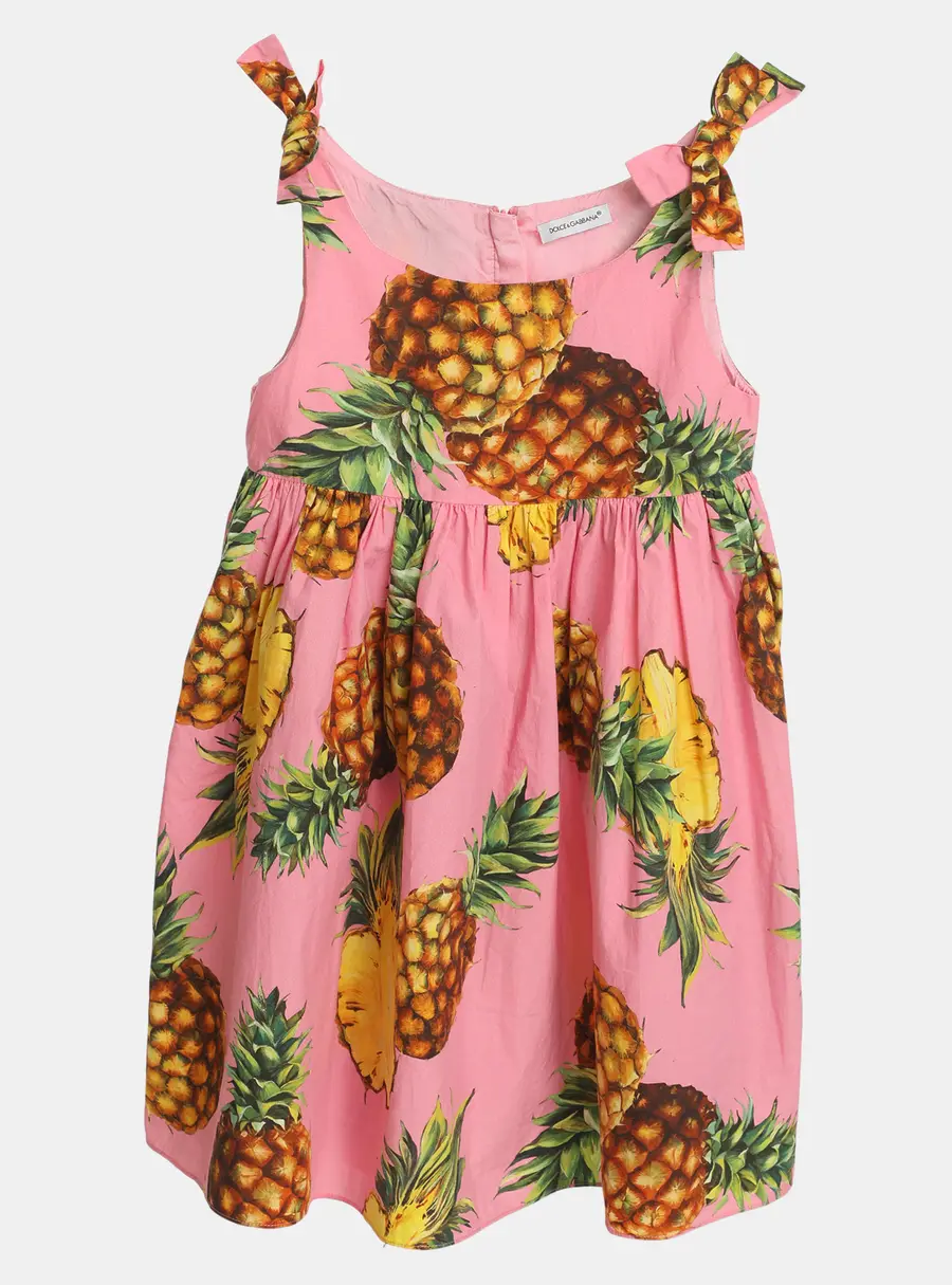 Dolce & Gabbana Pink Pineapple Print Dress 4 Yrs