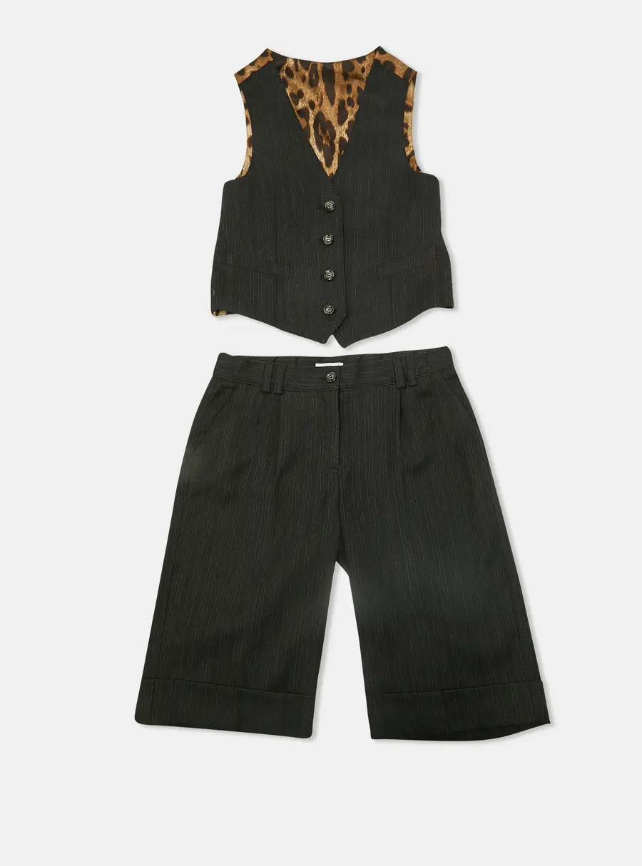 Dolce & Gabbana Black Wool Blend Vest & Tailored Pants Set 7/8 Yrs