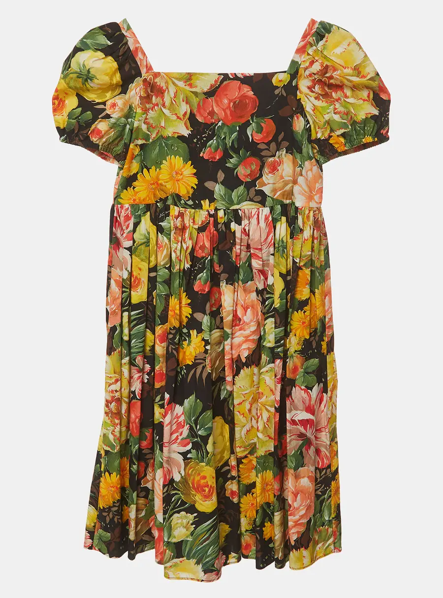 Dolce & Gabbana Kids Multicolour Floral Print Poplin Flared Dress 9/10Yrs