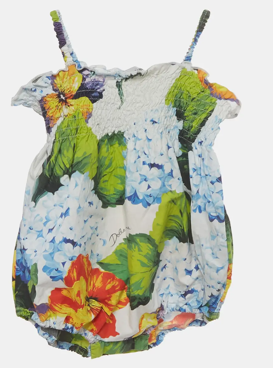 Dolce & Gabbana Multicolor Printed Ruched Romper 6-9 M