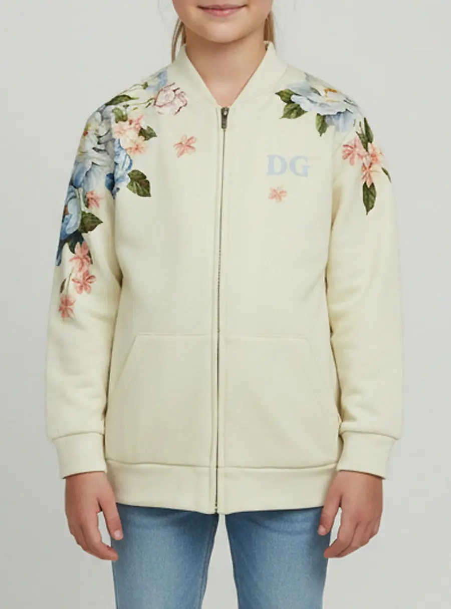 Dolce & Gabbana Kids Yellow Magnolia Print Cotton Jacket Size 4 Yrs