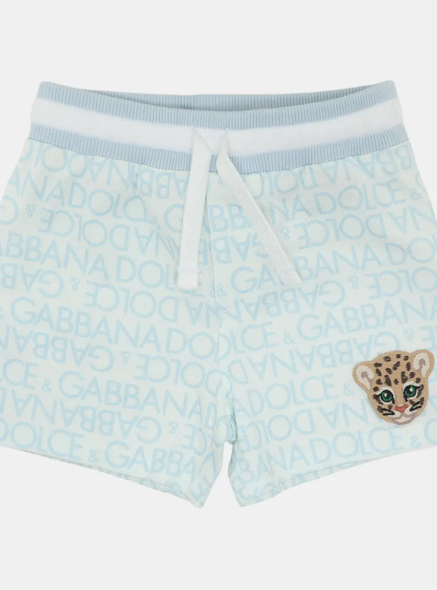Dolce & Gabbana Blue/White Logo Print Knit Shorts 6-9 Month