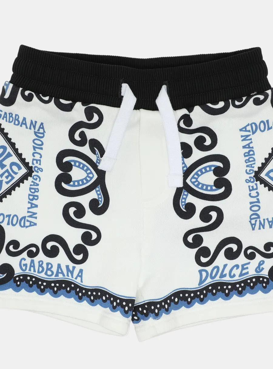 Dolce & Gabbana White Logo Print Knit Shorts 6-9 Month