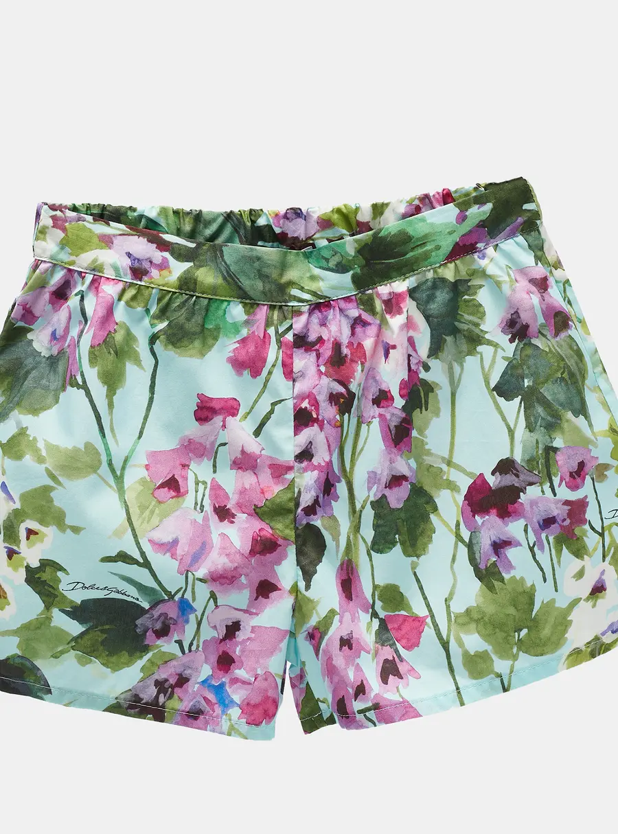 Dolce & Gabbana Kids Blue Floral Print Cotton Shorts 6 Yrs