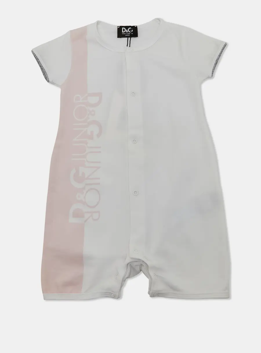 D&G Junior Logo Print White Jersey Romper 6/9 M