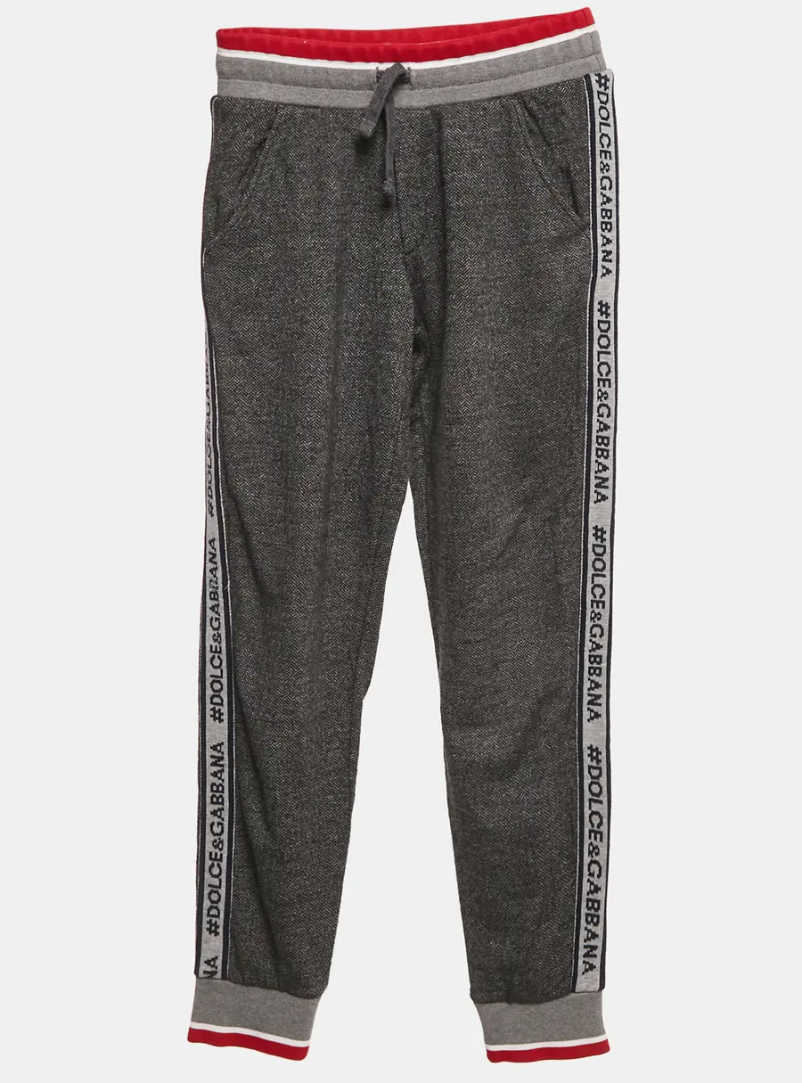 Dolce & Gabbana Kids Grey Patterned Jersey Jogger Pants 9/10 Yrs