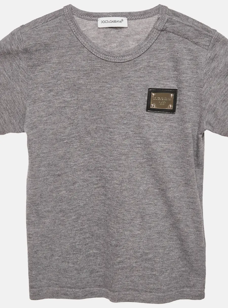 Dolce & Gabbana Kids Grey Cotton Crew Neck T-Shirt 18-24 M