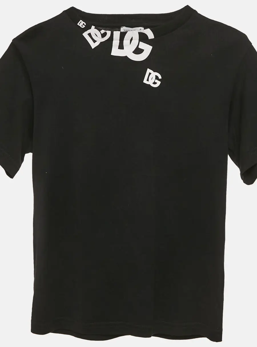 Dolce & Gabbana Kids Black Logo Print Crew Neck T-Shirt 6 Yrs