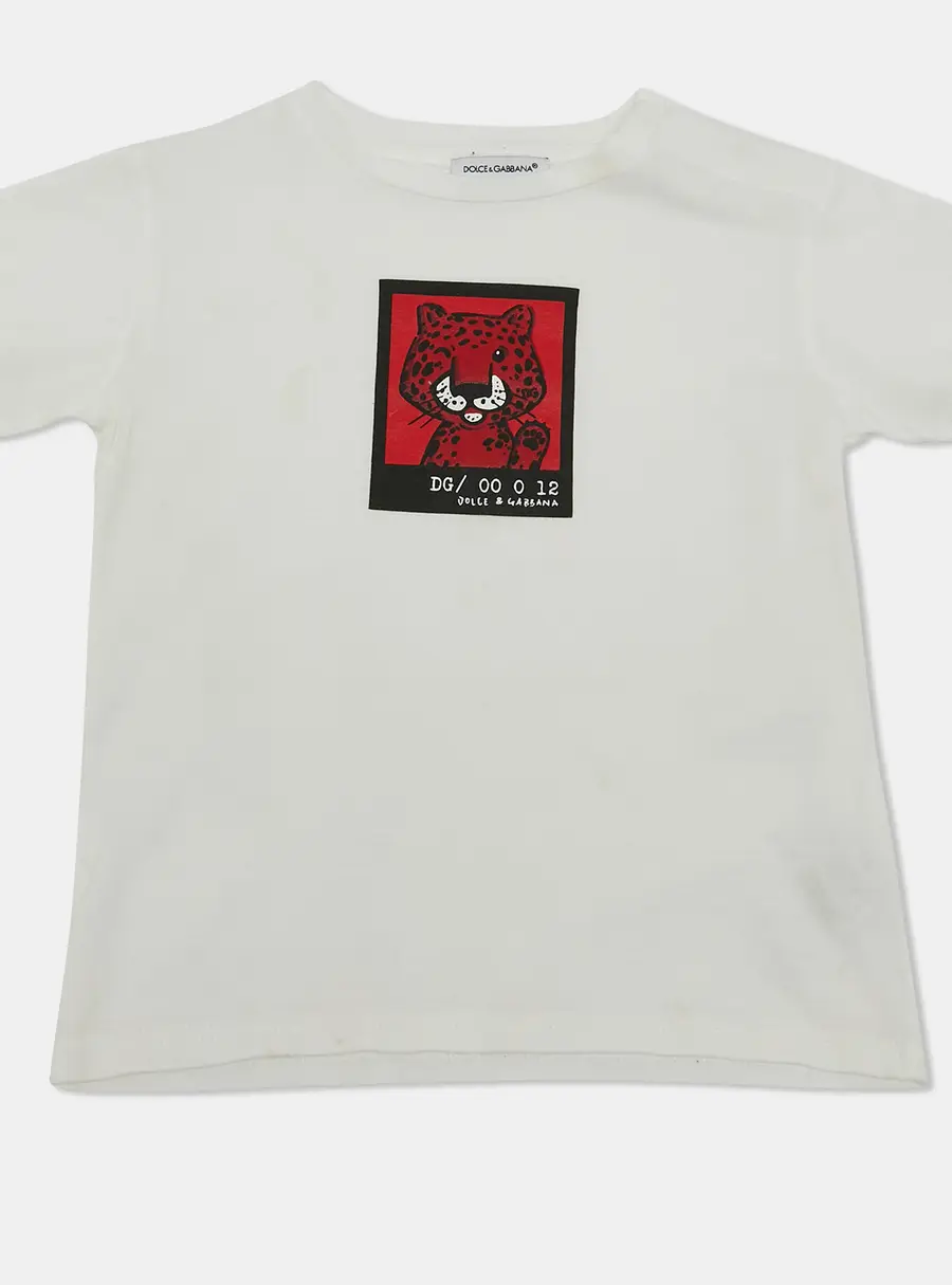 Dolce & Gabbana Kids White Printed Cotton Crew-Neck T-Shirt 18-24 M