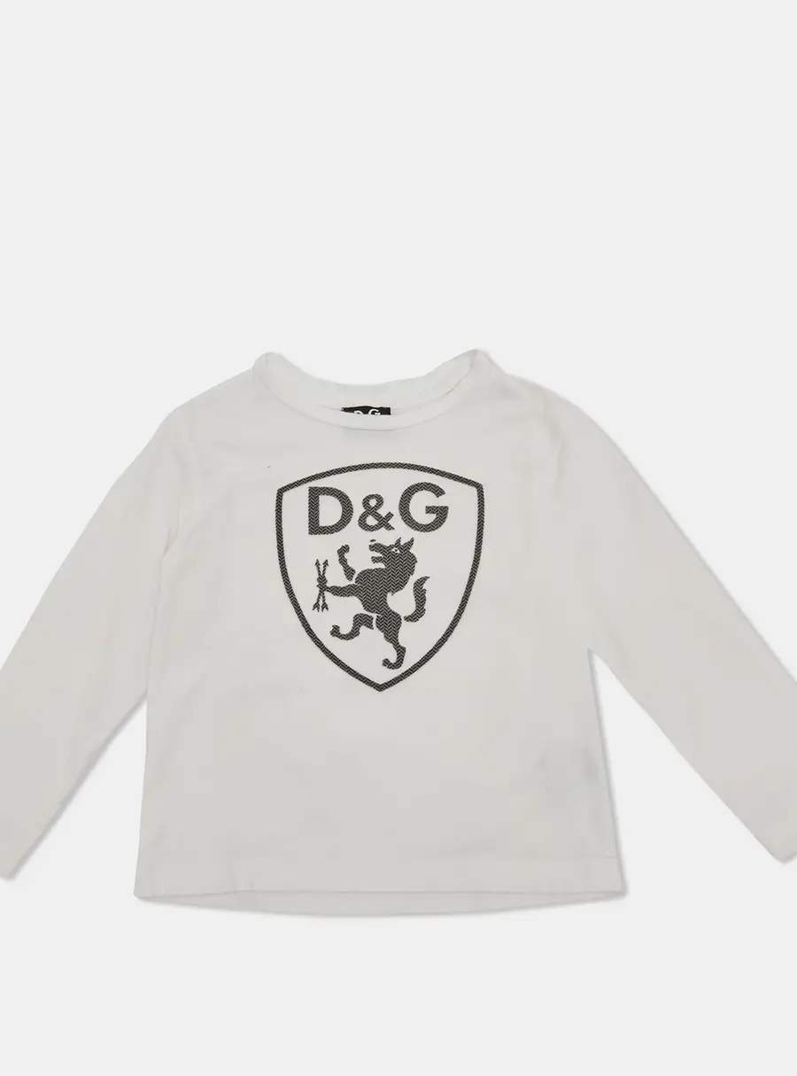 Dolce & Gabbana Junior White Flocked-Print Jersey T-Shirt 2-3 Yrs