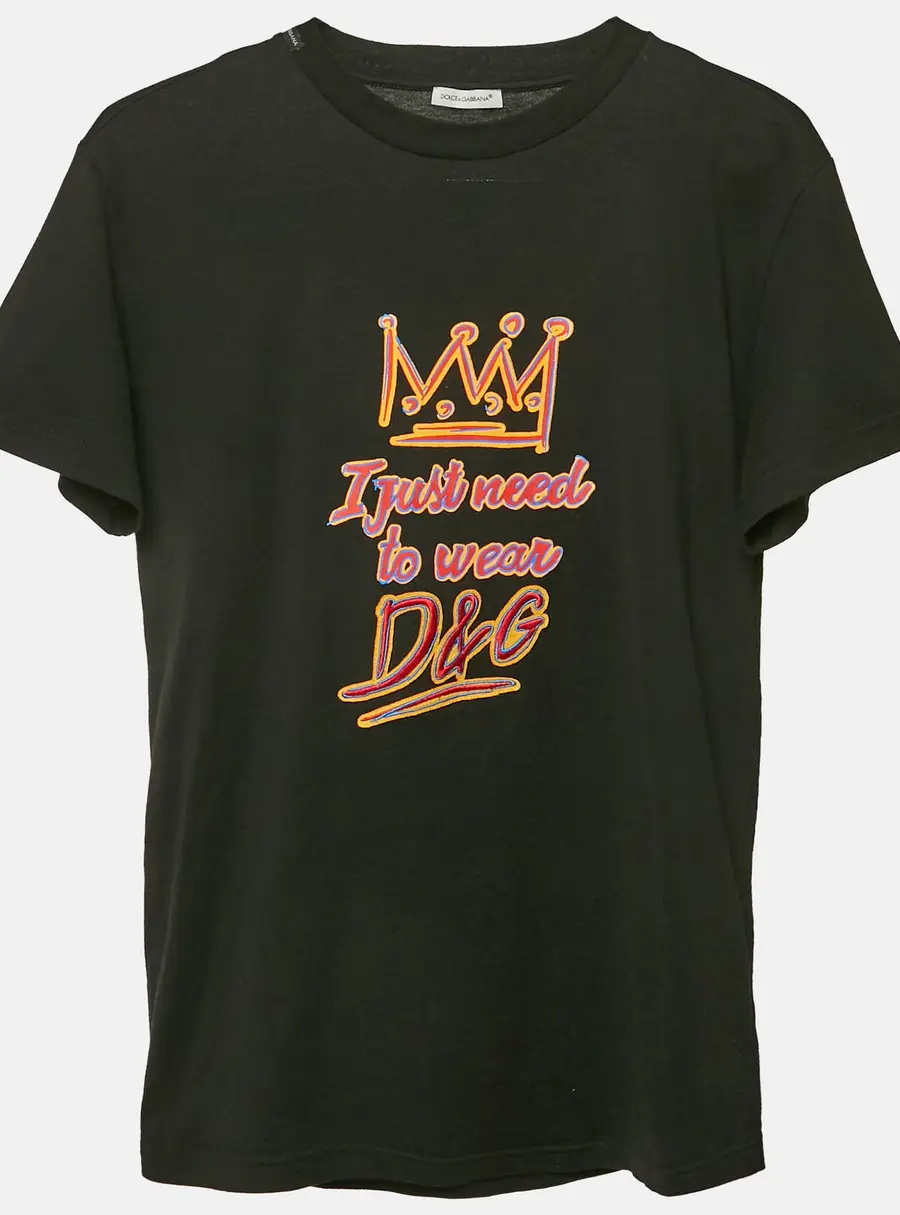Dolce & Gabbana Kids Black Printed Crewneck T-Shirt 11/12 Yrs