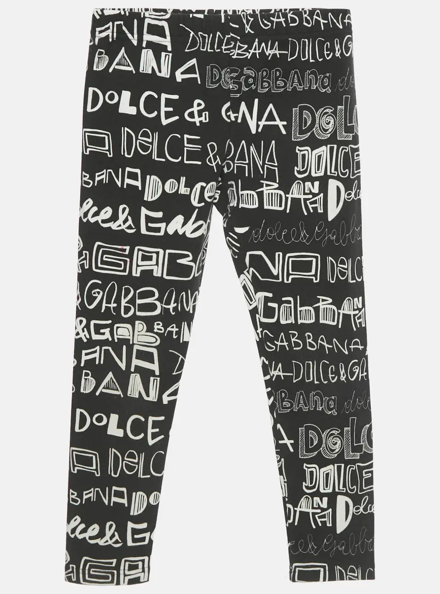 Dolce & Gabbana Kids Black Printed Jersey Leggings 6Yrs