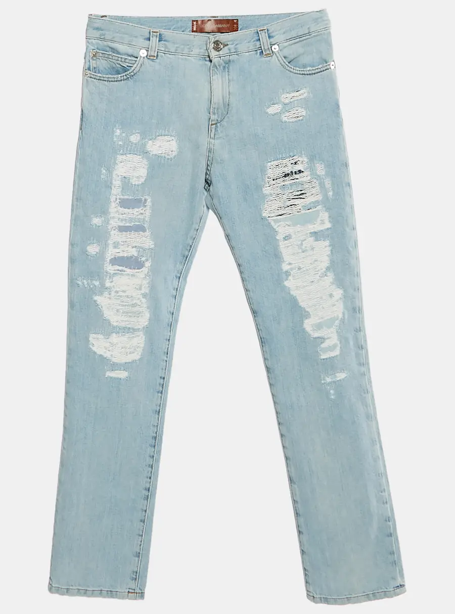 Dolce & Gabbana Kids Blue Denim Distressed Jeans 11-12 Yrs/Waist 28"