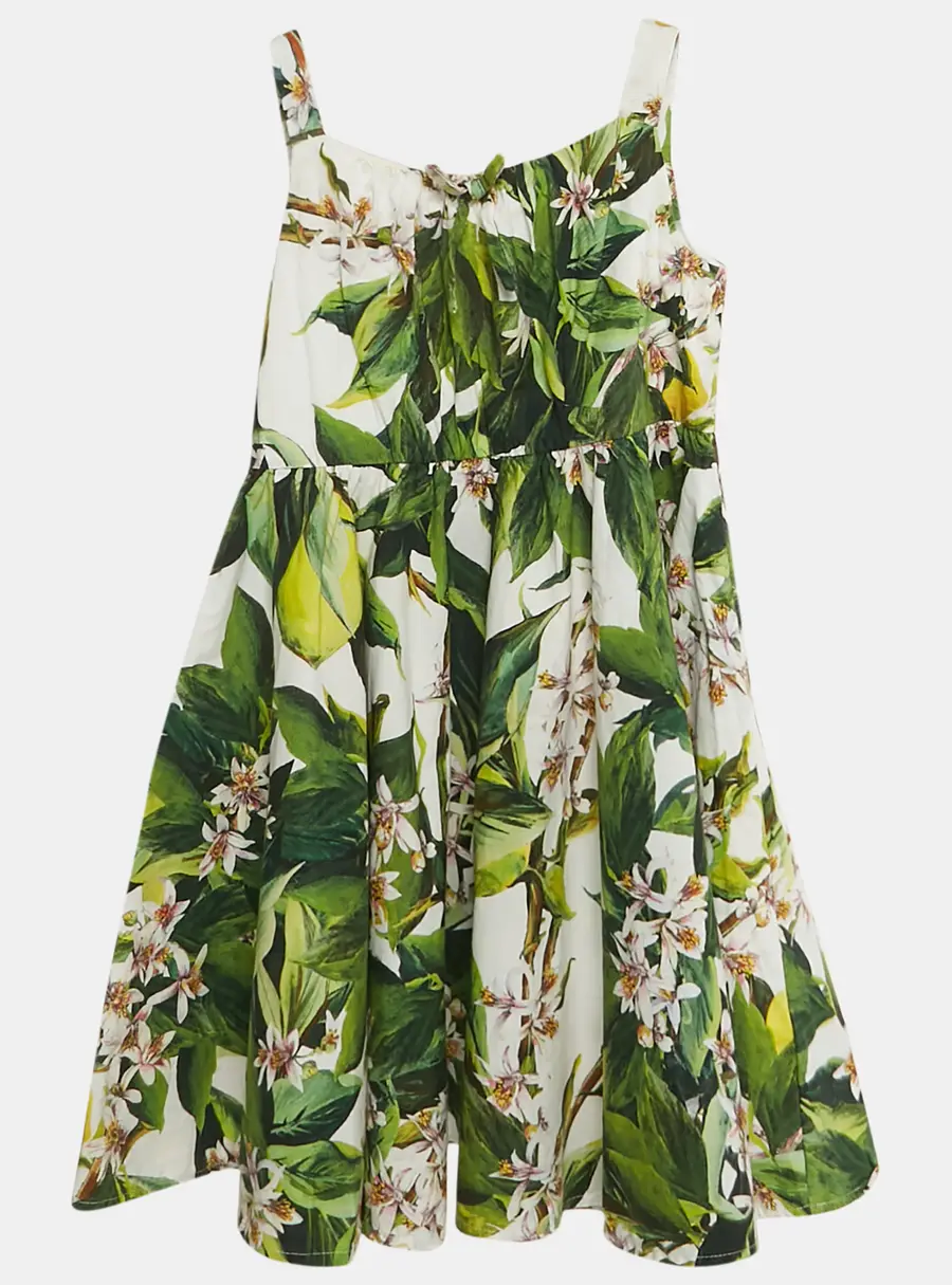 Dolce & Gabbana Kids Multicolor Floral Print Cotton Dress 3 Yrs