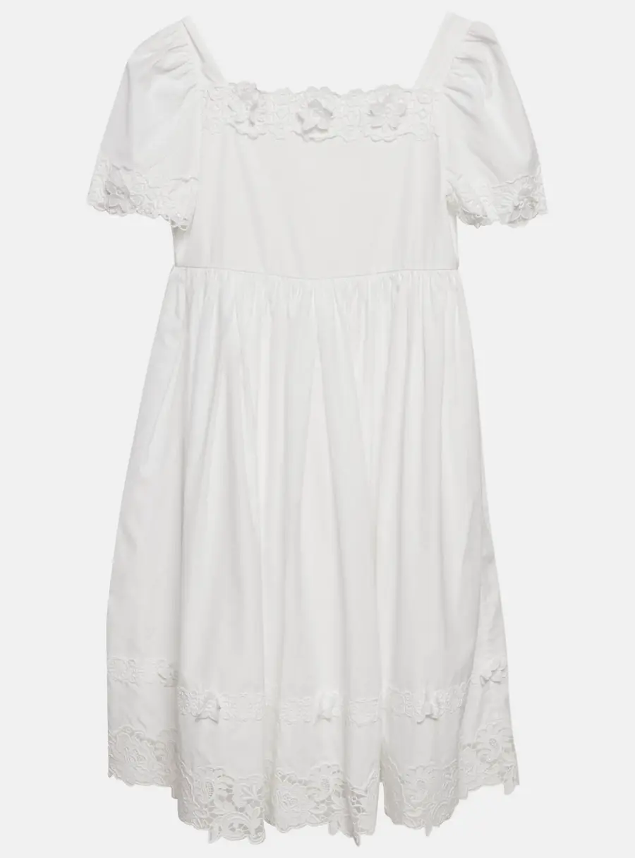 Dolce & Gabbana Kids White Lace Trim Cotton Dress 11 Yrs