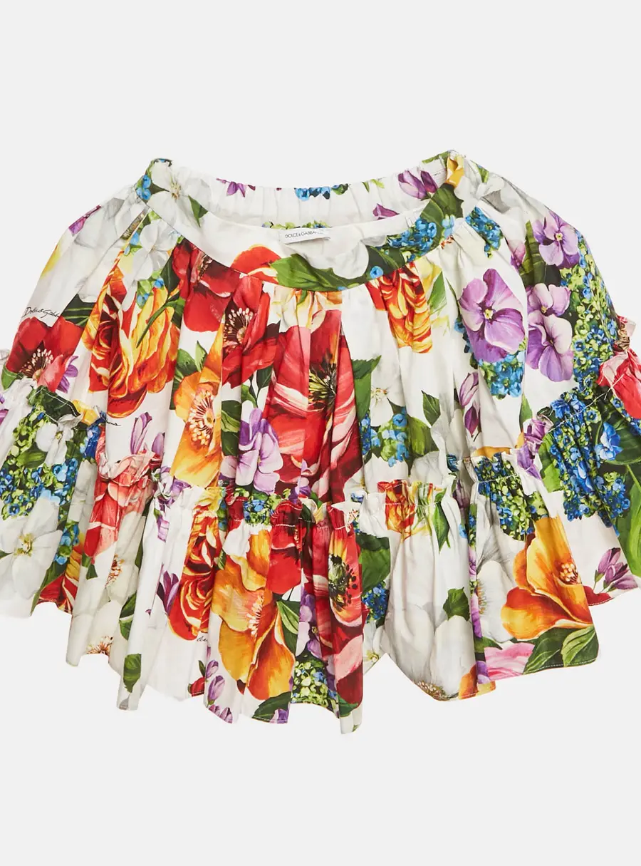 Dolce & Gabbana Kids Multicolor Floral Print Cotton Tiered Skirt 6 Yrs