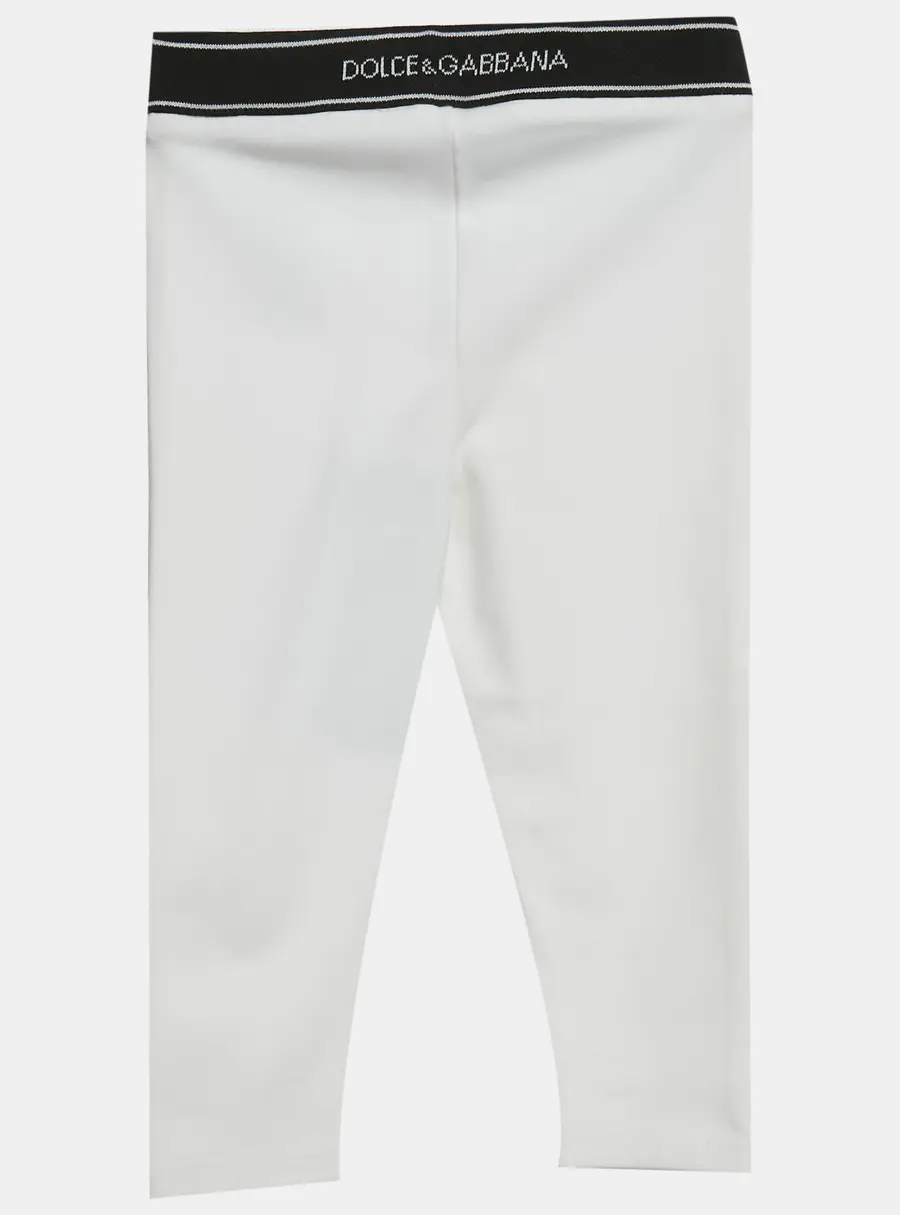 Dolce & Gabbana Kids White Logo Pattern Jersey Leggings 12-18M