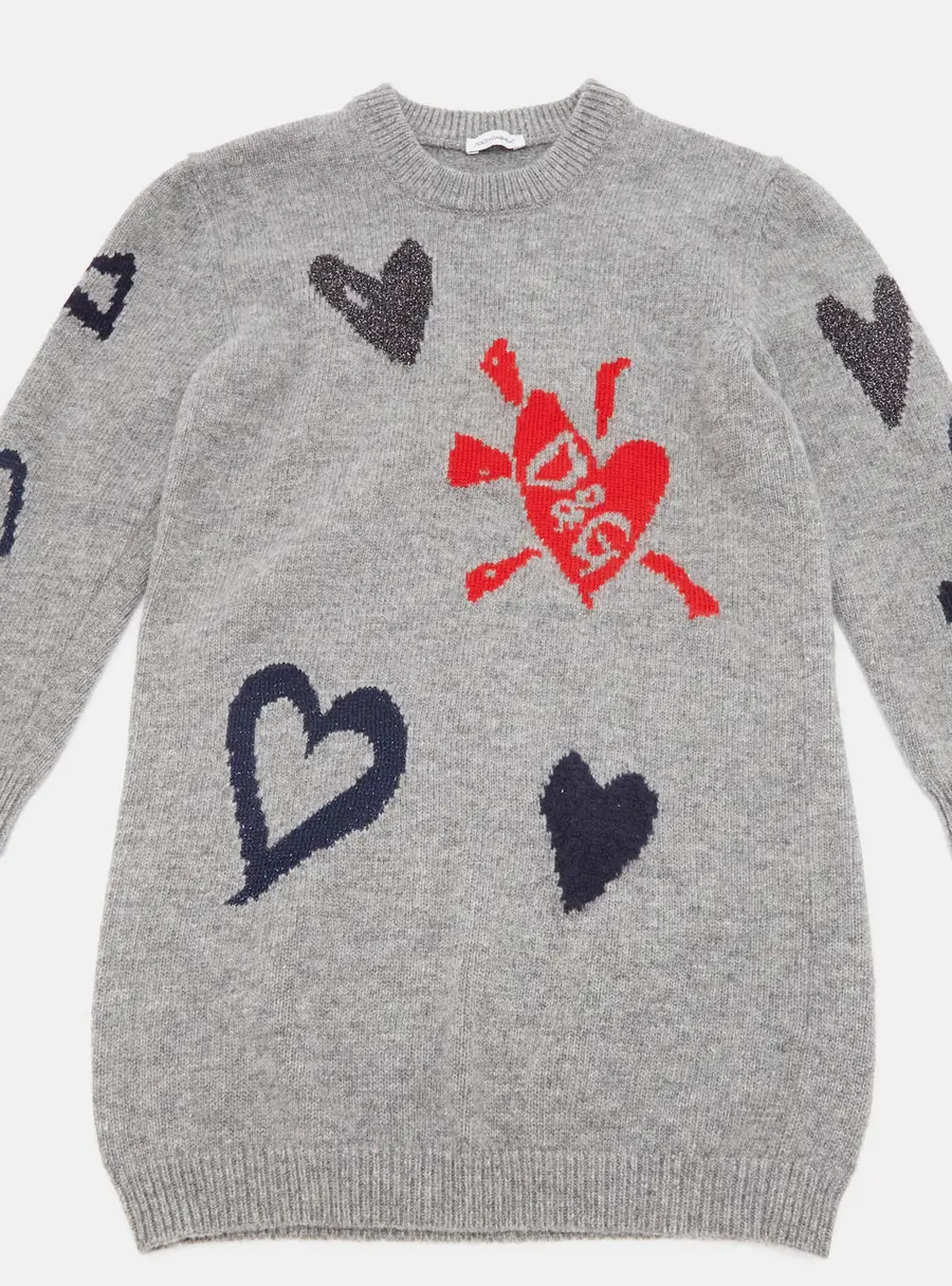 Dolce & Gabbana Grey Intarsia Wool Knit Sweater 6Yrs