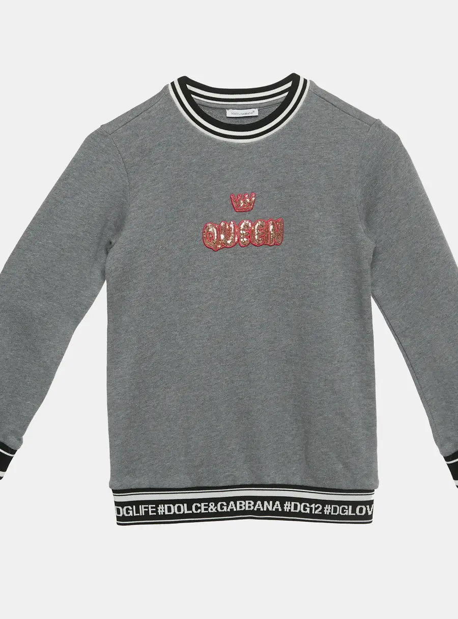 Dolce & Gabbana Kids Grey Queen Applique Sweatshirt 6Yrs