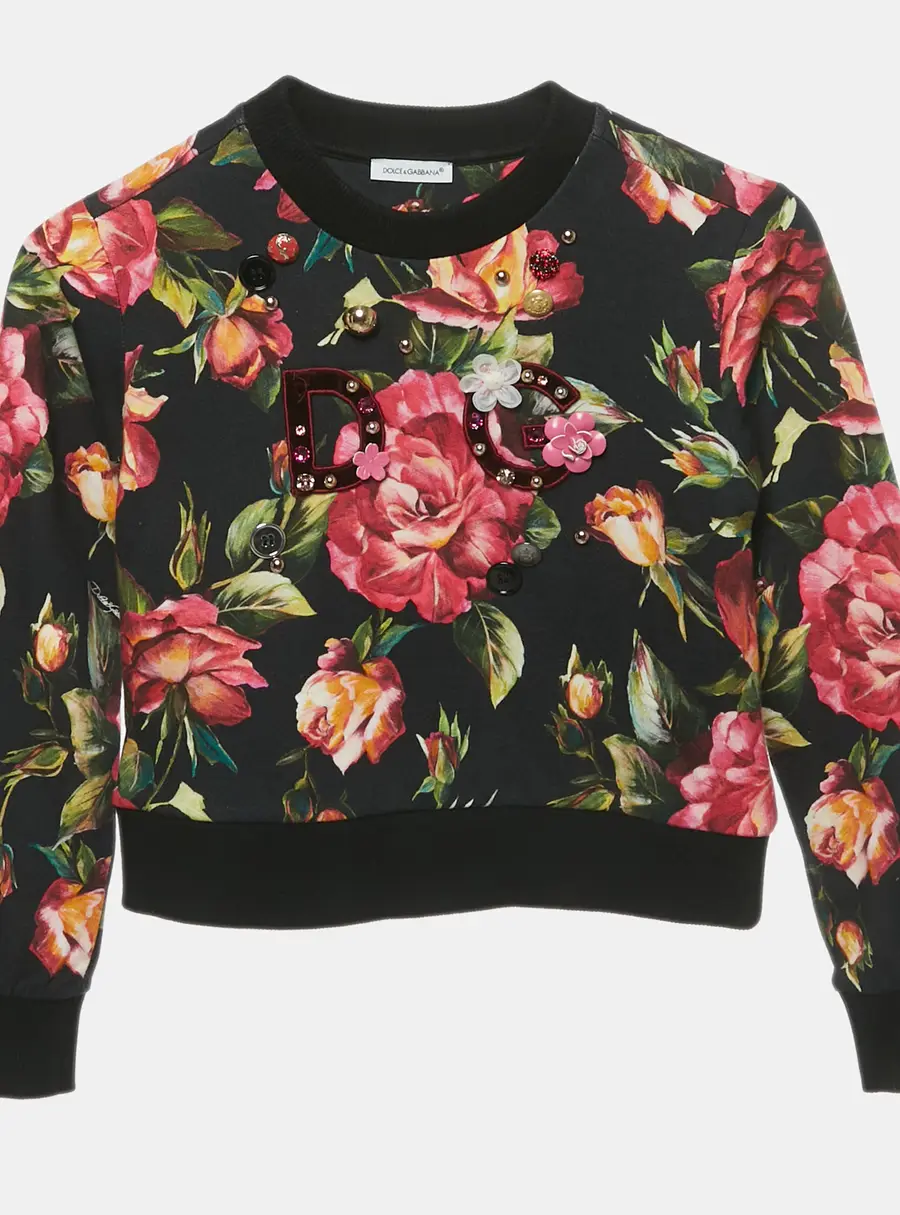 Dolce & Gabbana Kids Black Floral Print Cotton 3 Piece Set 4/6 Yrs