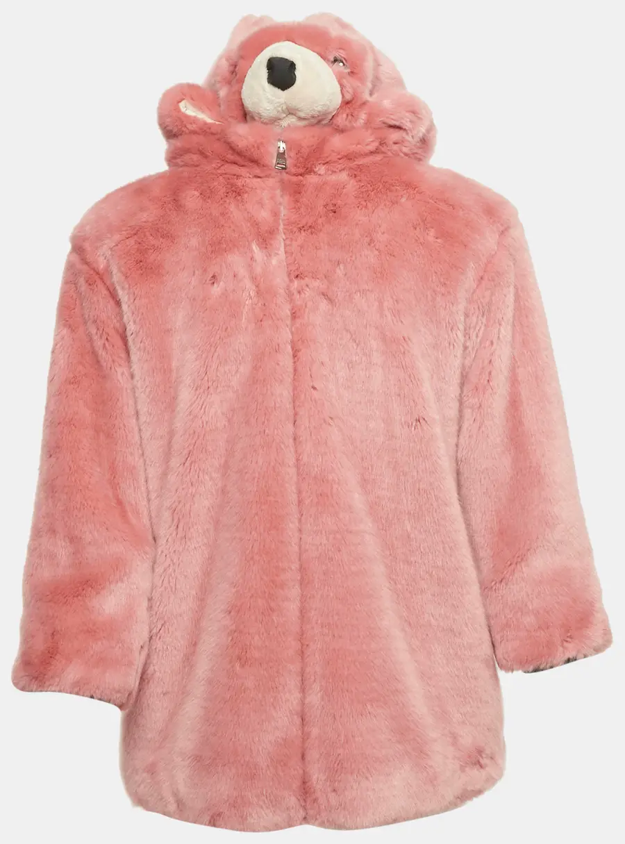 Dolce & Gabbana Pink Faux Fur Teddy bear Hoodie 7/8 Years