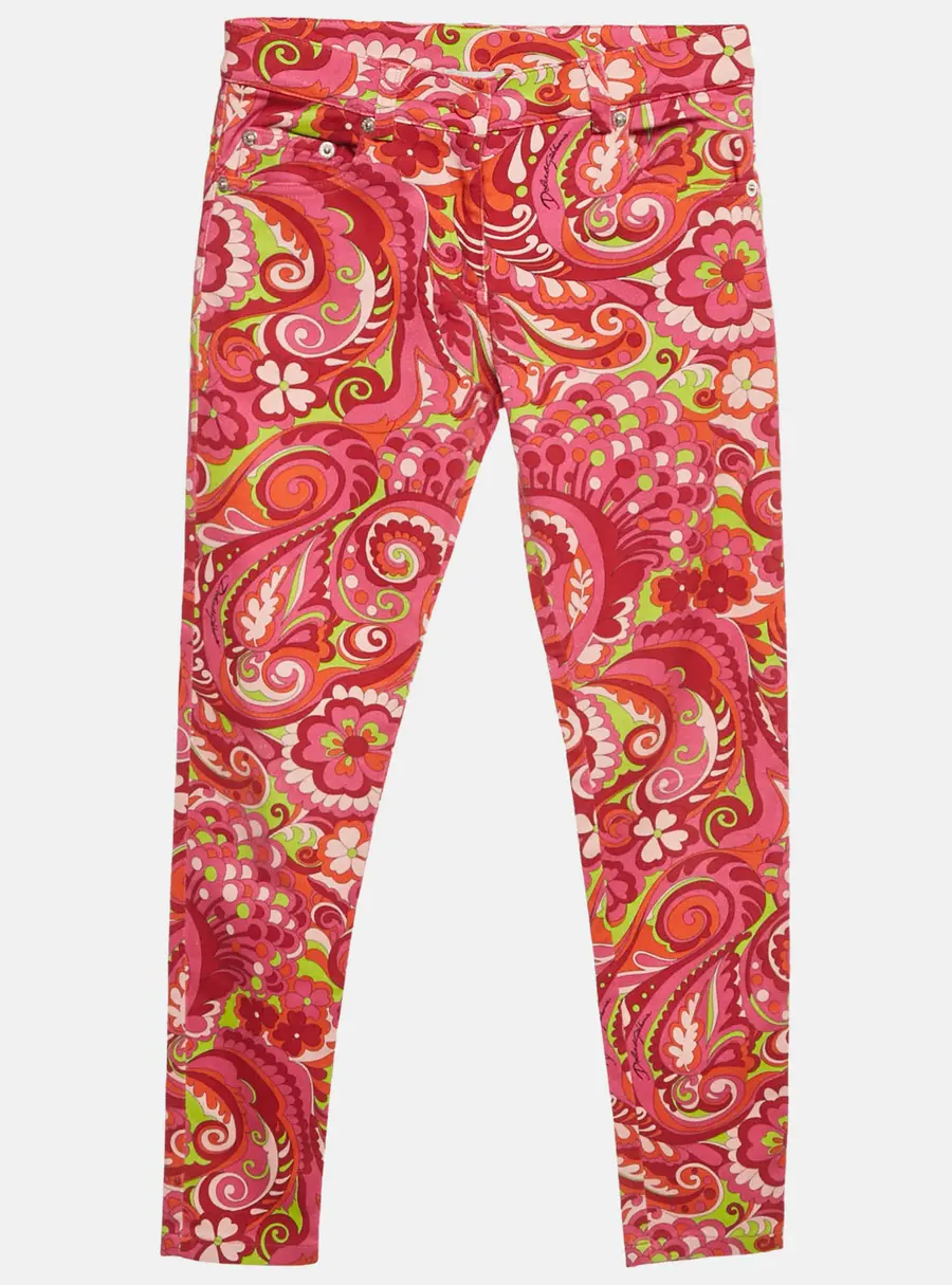 Dolce & Gabbana Kids Pink Paisley Print Denim Jeans 9-10Yrs/Waist 24"