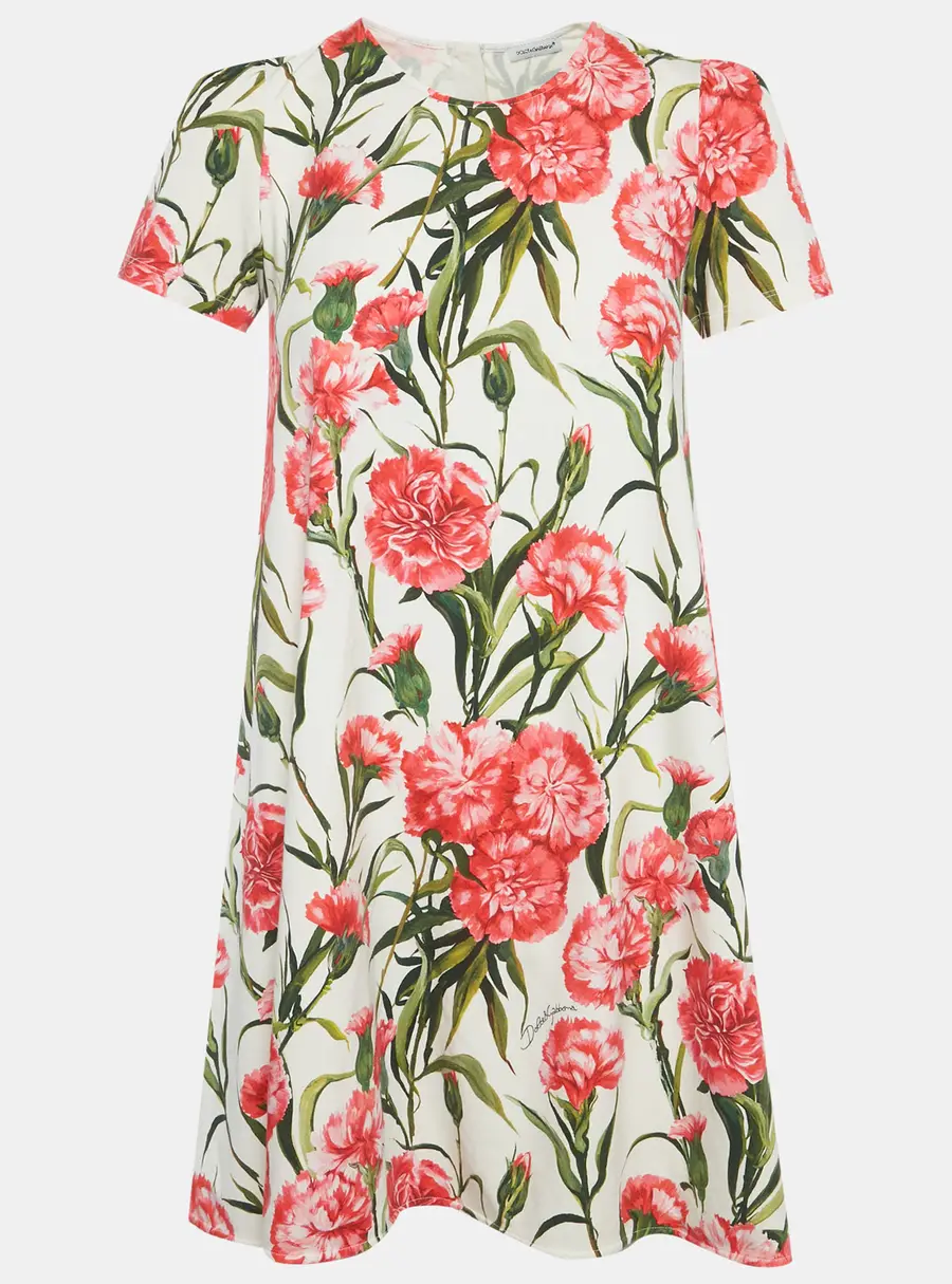 Dolce & Gabbana Kids White Floral Print Cotton Dress 11/12Yrs