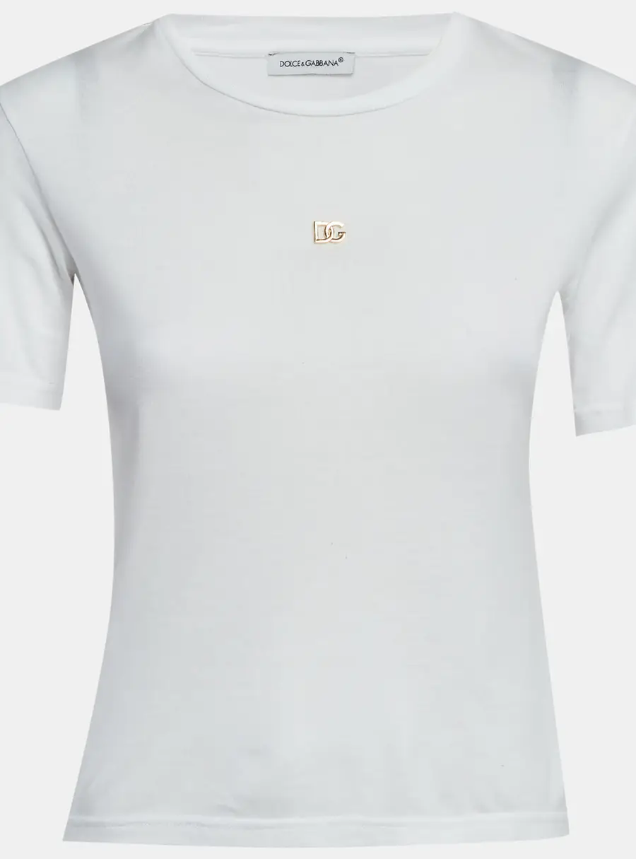 Dolce & Gabbana White Jersey DG Logo Crew Neck T-Shirt 9-10 Yrs