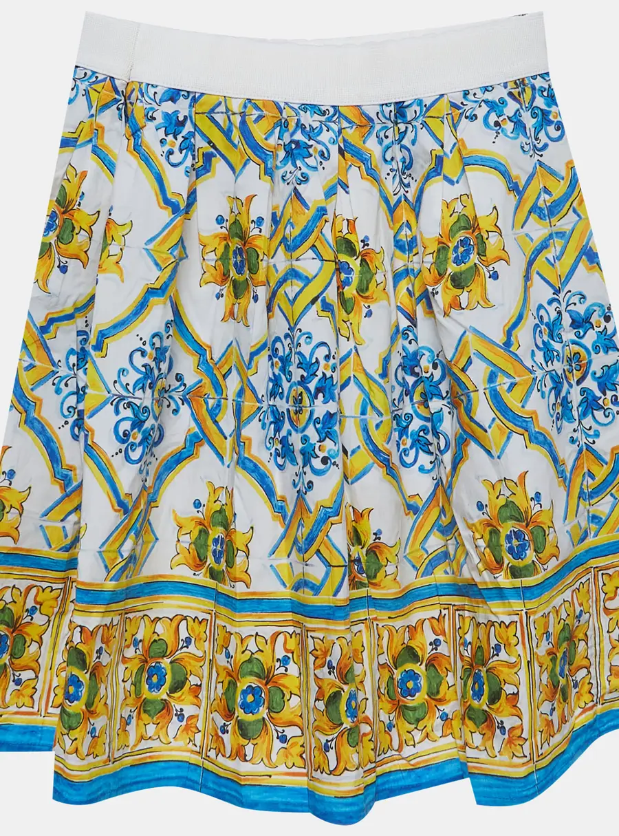 Dolce & Gabbana Multicolour Majolica Print Cotton Skirt 4 Yrs