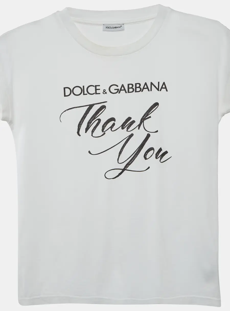 Dolce & Gabbana Kids White Thank You Graphic Jersey Knit T-shirt 9-10 Yrs
