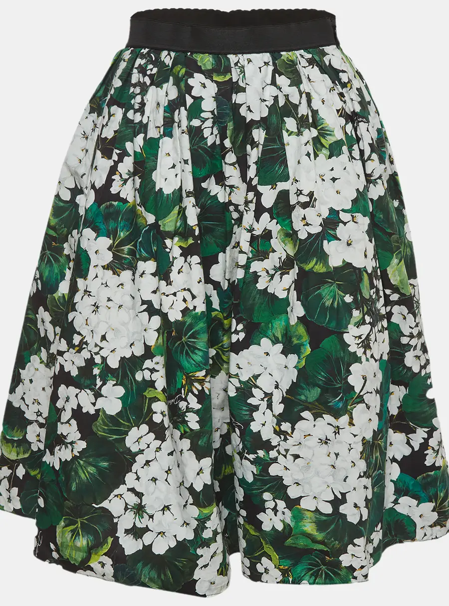 Dolce & Gabbana Exclusive Kids Green Floral Print Cotton Mini Skirt 11-12 Yrs