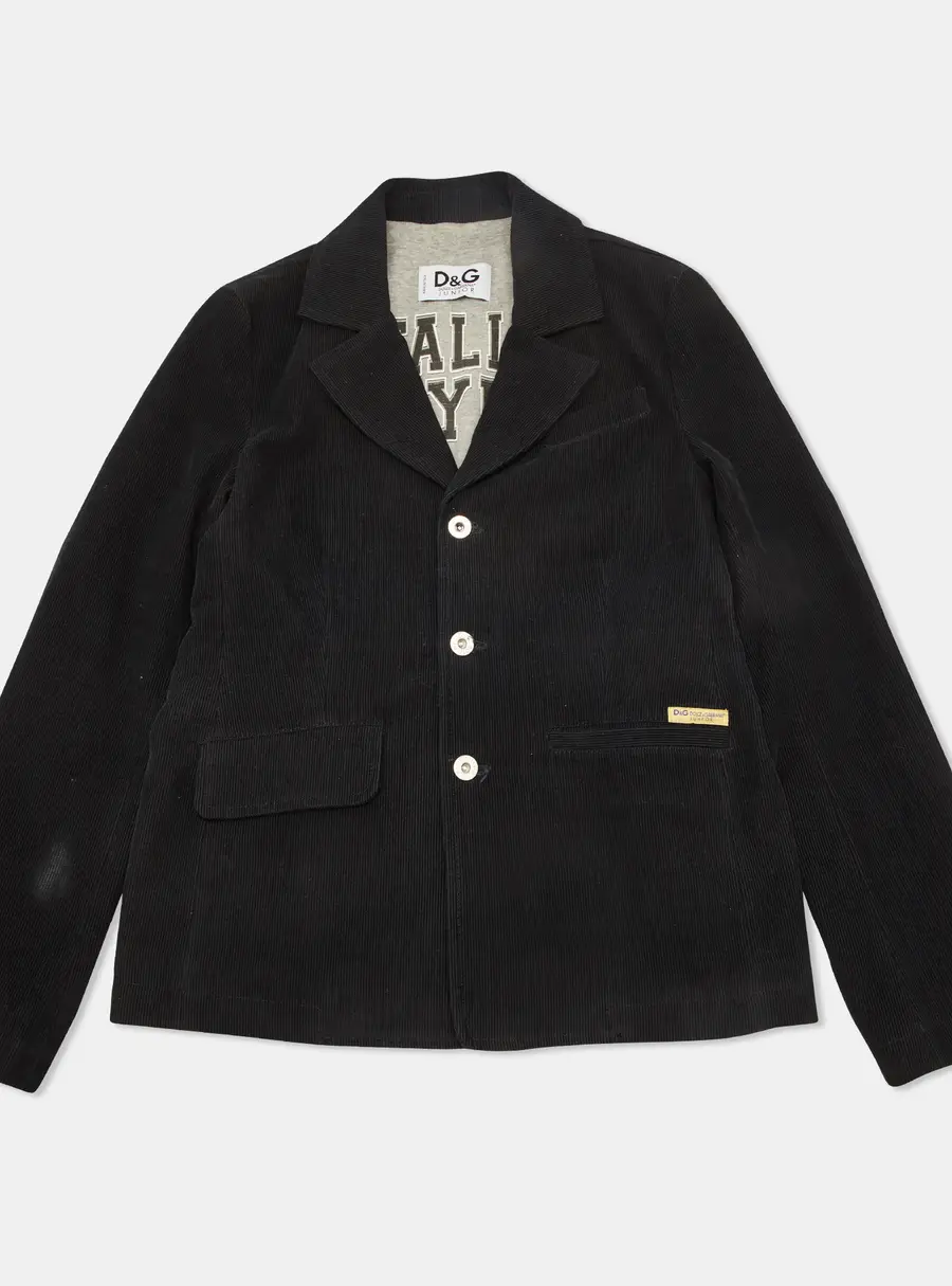 D&G Junior Black Corduroy Button Front Blazer Size 12 Yrs
