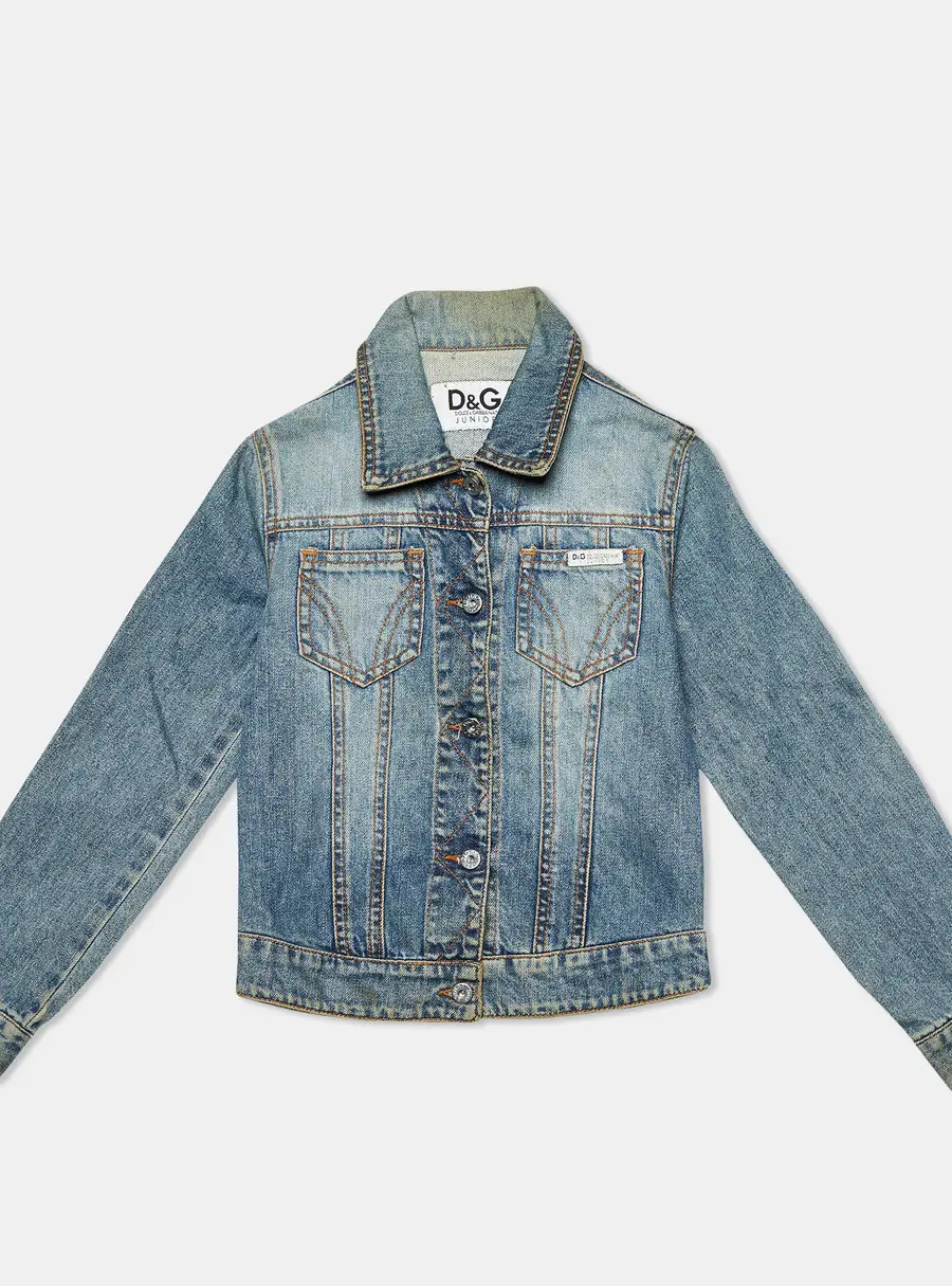 D&G Junior Blue Denim Studded Button Front Jacket 6 Yrs