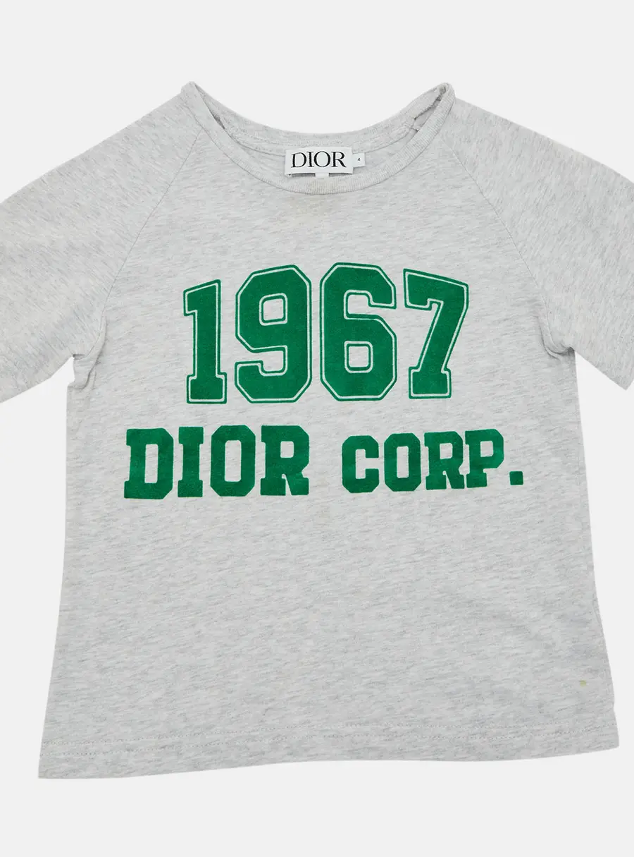 Dior Kids Grey 1967 Dior Print Cotton T-Shirt Size 4 Yrs