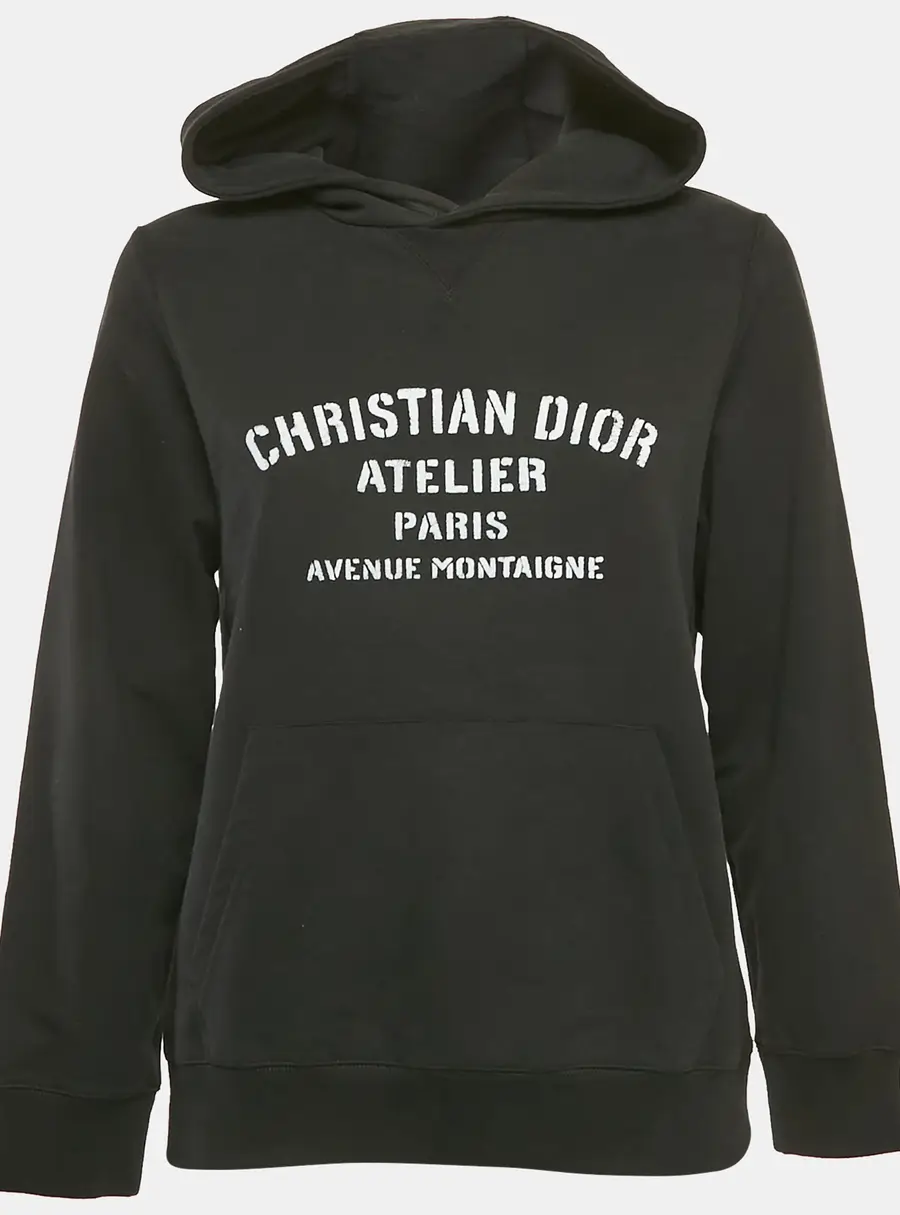 Dior Kids Black Printed Cotton Hoodie 13 Yrs