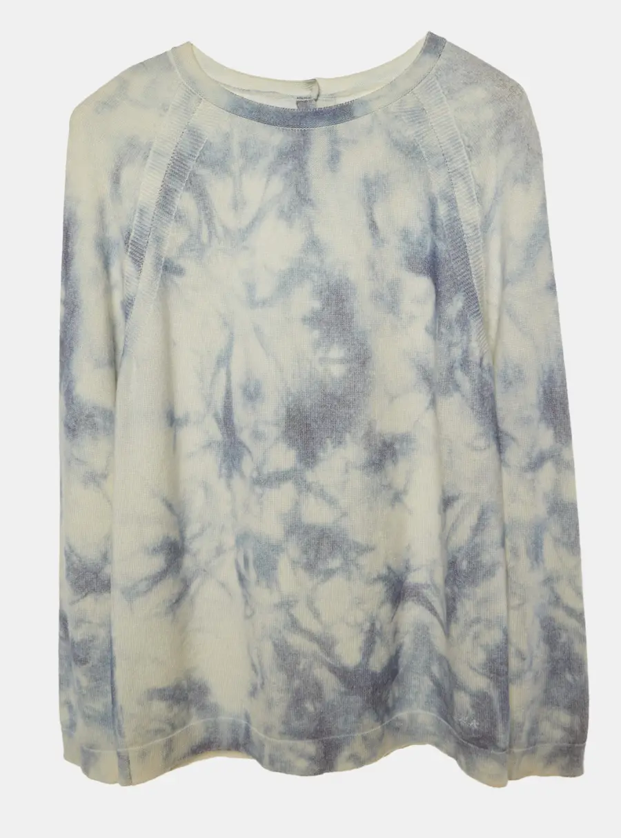 Dior White/Blue Tie-Dye Wool Full Sleeve Sweater 12 Yrs