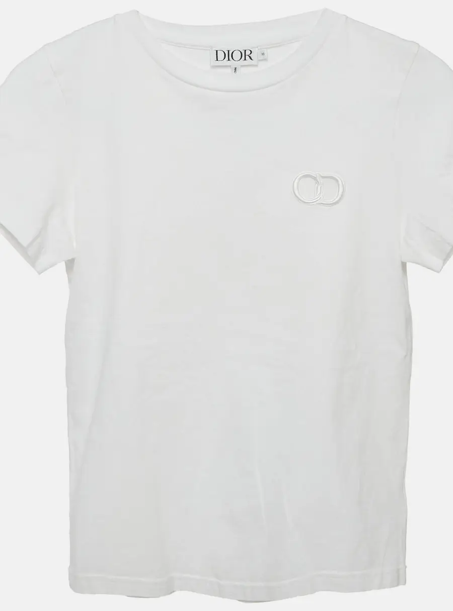 Baby Dior White CD Embroidered Jersey Crew Neck T-Shirt 10 Yrs