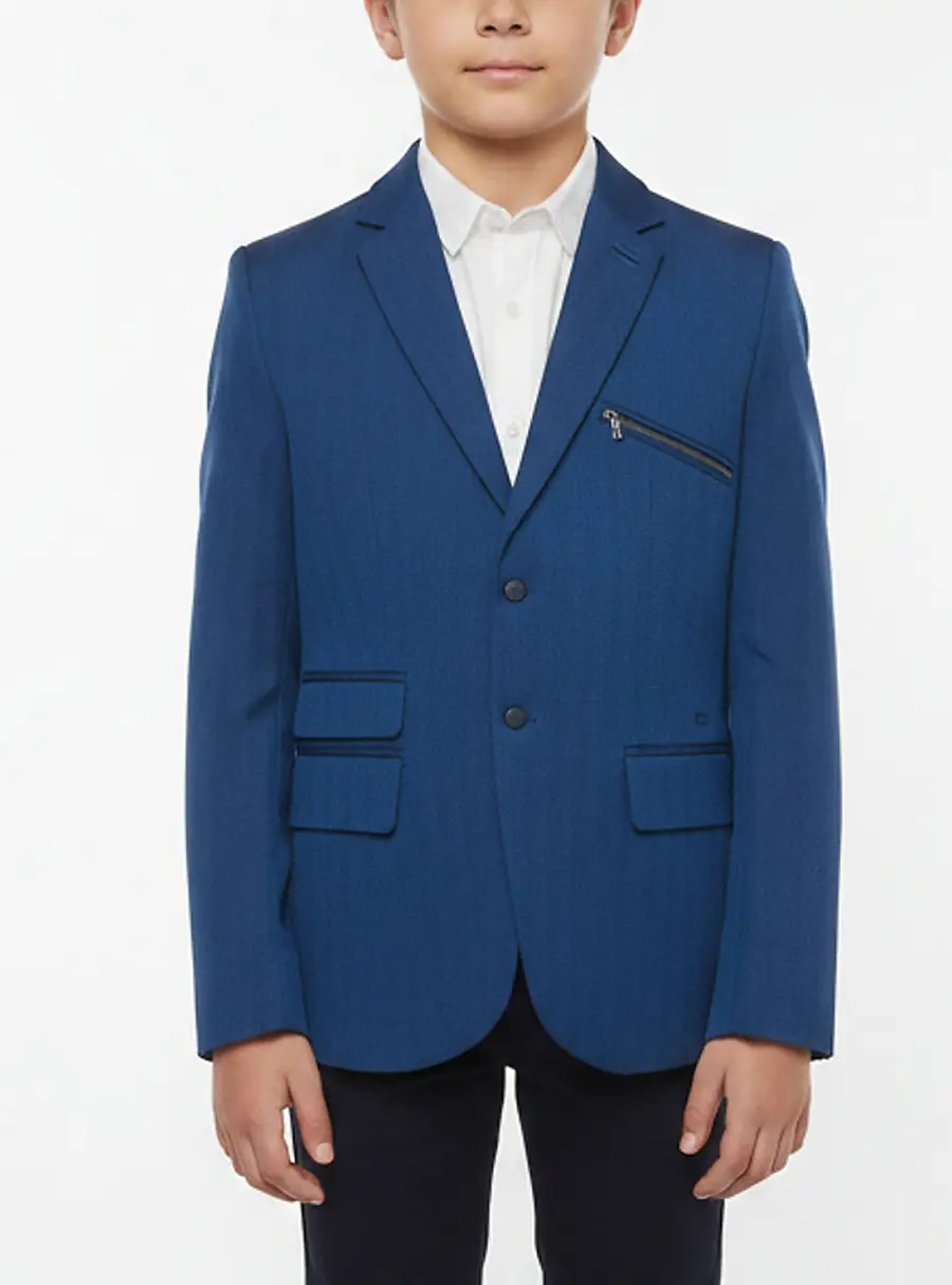 Dior Homme Kids Navy Blue Herringbone Cotton Tailored Blazer 12 Yrs