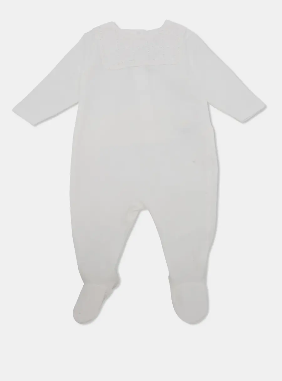 Baby Dior White Jersey Round Neck Onesies 1M
