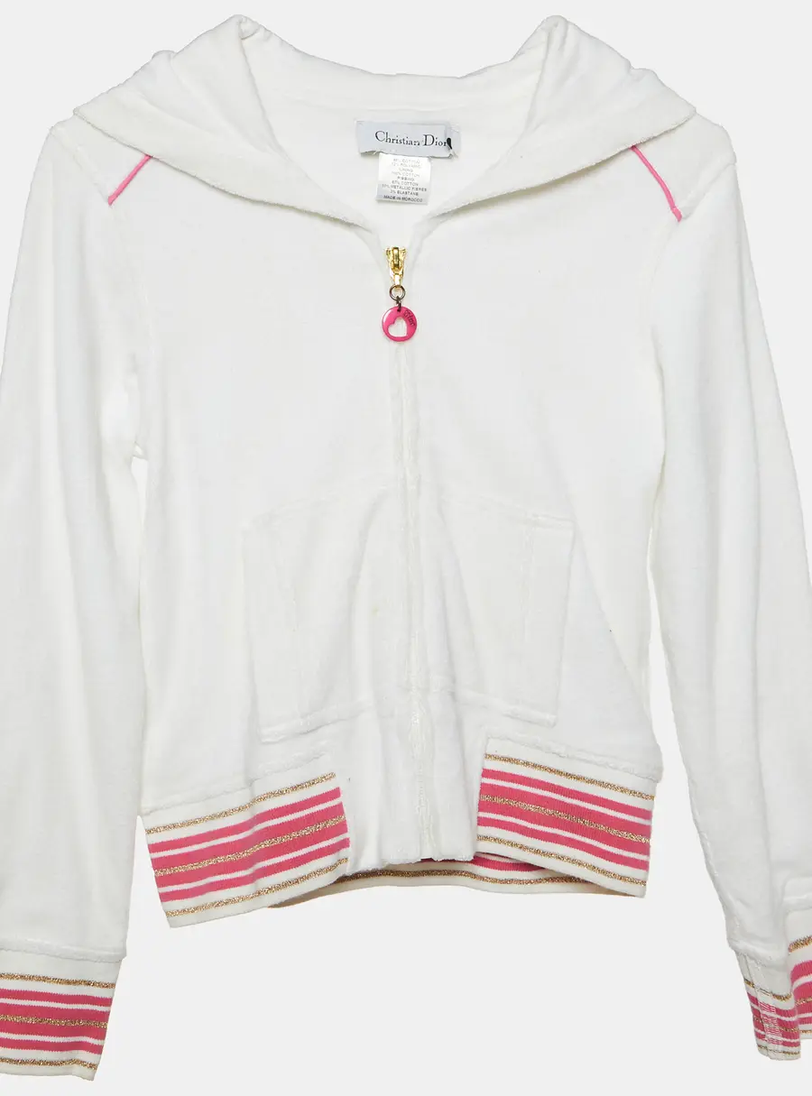 Christian Dior Kid Terry Cotton Zip-Up Hooded Track Jacket 12 Yrs