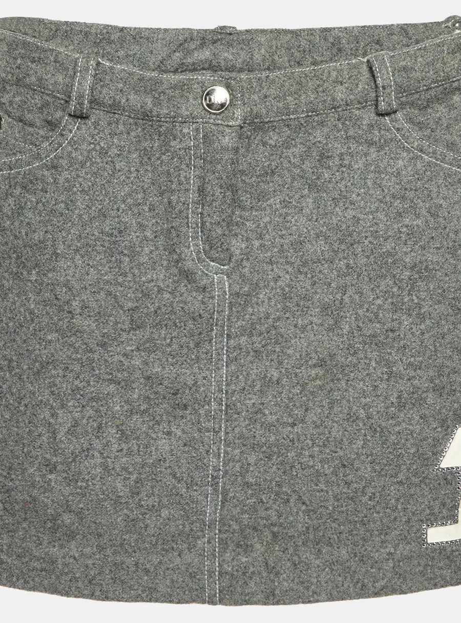 Dior Kids Grey Wool Mini Skirt 6 Yrs