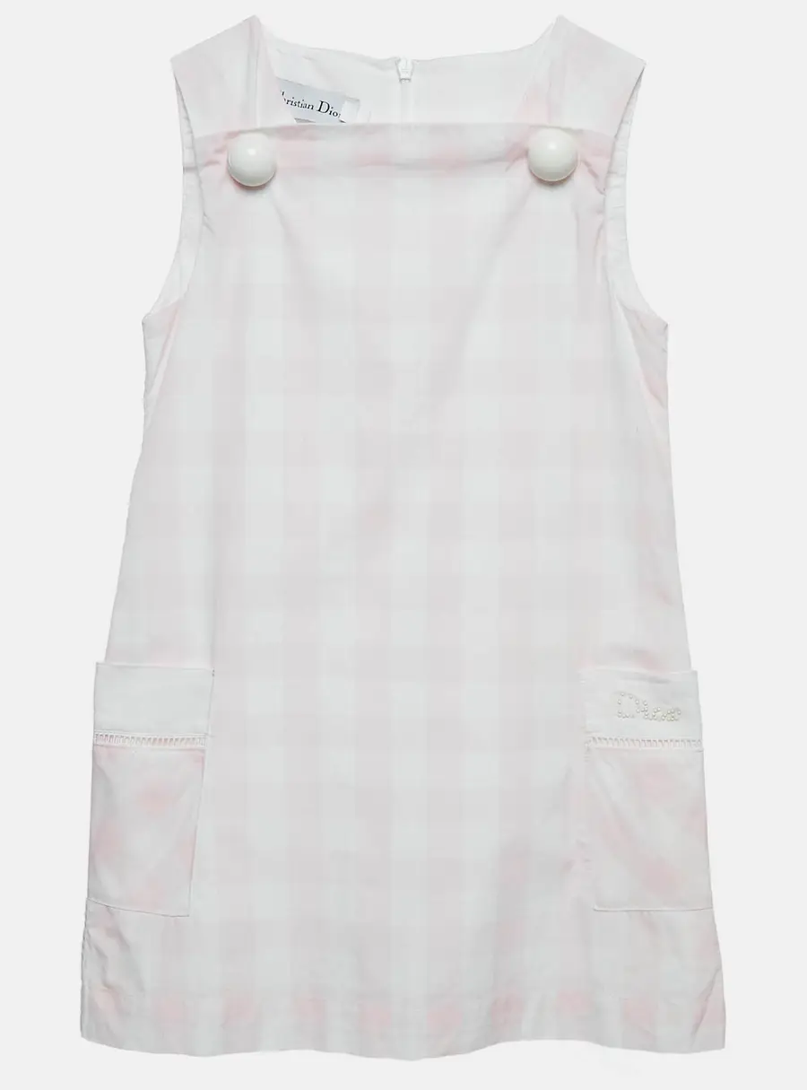 Christian Dior Kids Pink Checks Cotton A-Line Dress 6Yrs