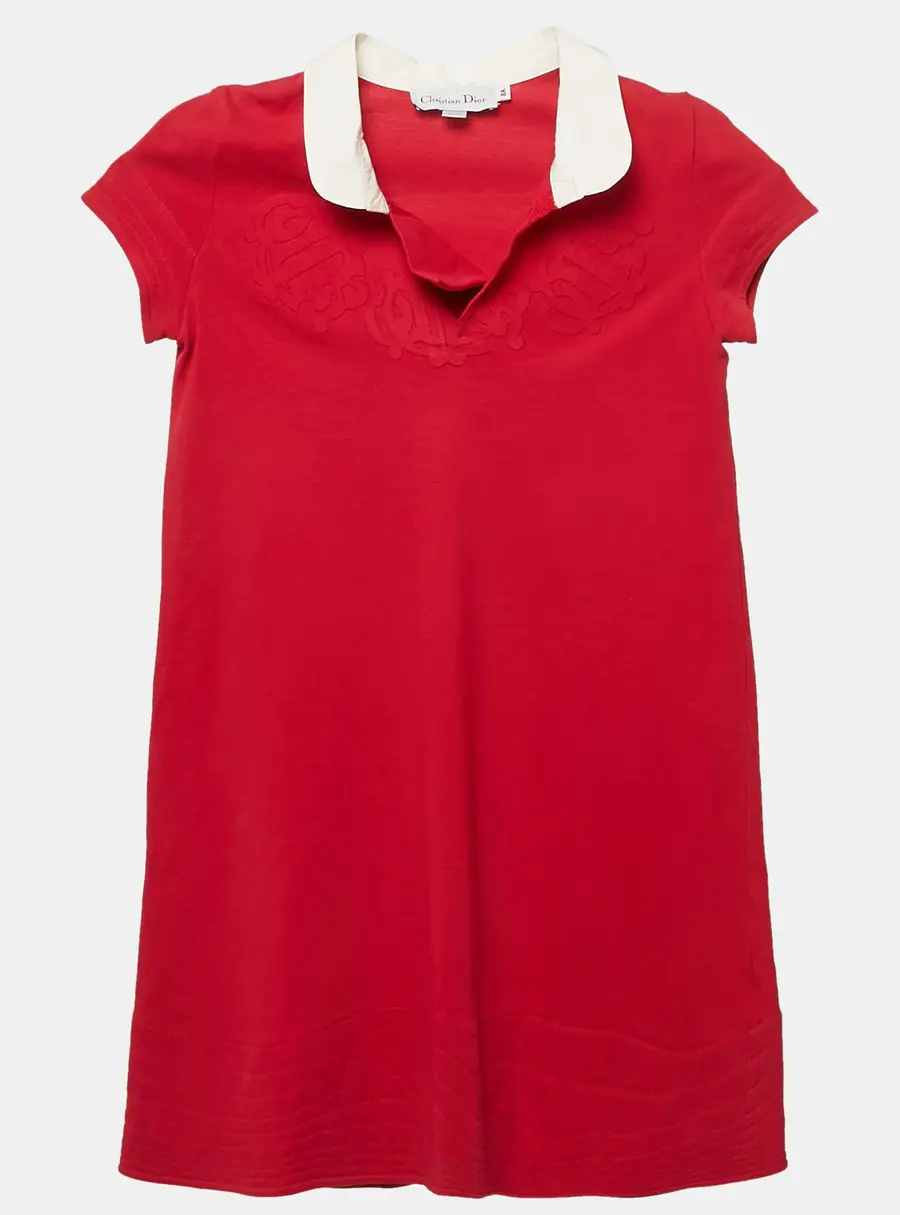Dior Pink Cotton Pique Knit Emboss Detail Polo Dress 8 Yrs