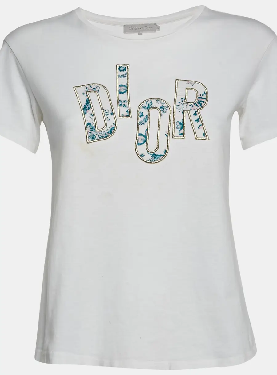 Christian Dior White Logo Detail Crewneck T-Shirt 12 Yrs