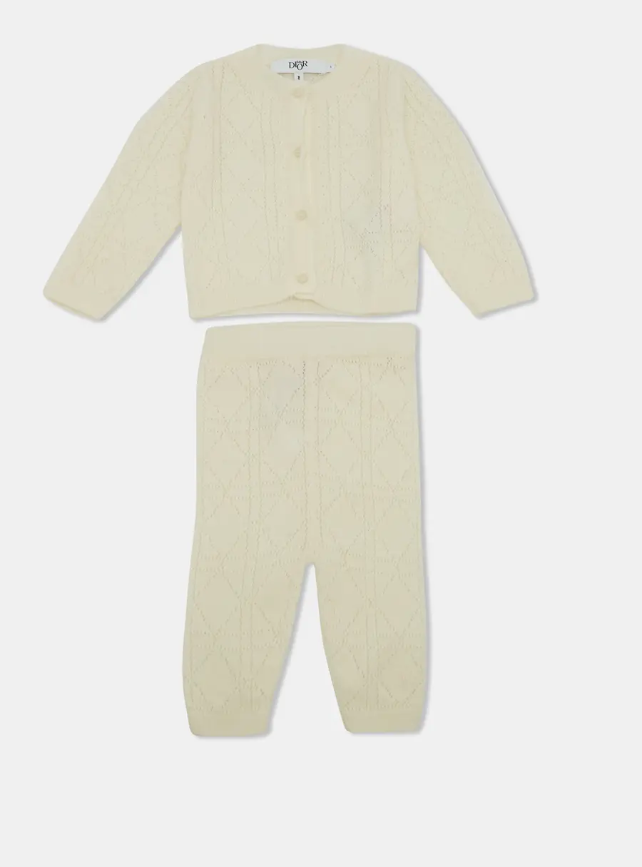 Baby Dior White Knit Top and Pant Set 1M