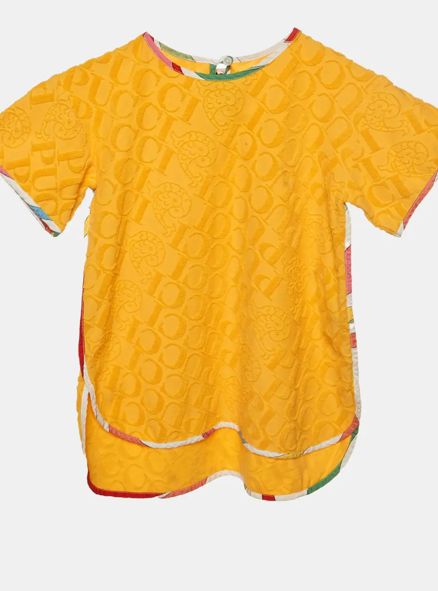 Emilio Pucci Junior Orange Flocked Jacquard Logo Terry Round Neck Top 4Yrs