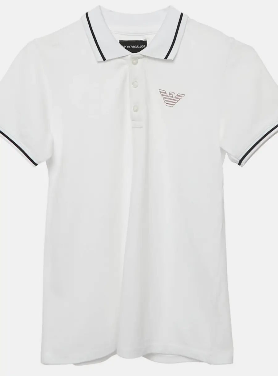 Emporio Armani Kids White Cotton Pique Polo T-Shirt 10 Yrs