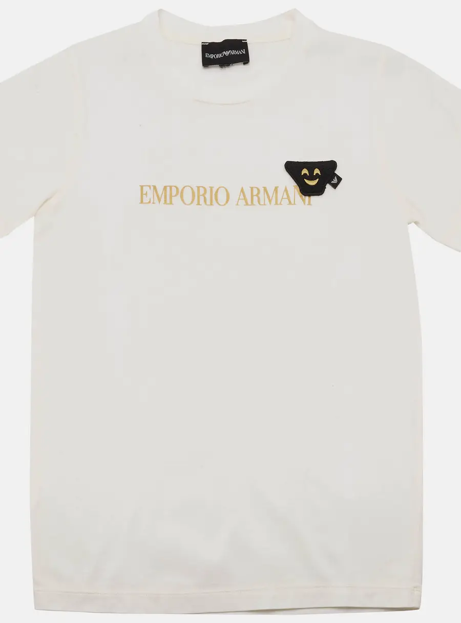 Emporio Armani Kids White Logo Printed Jersey T-Shirt 7 Yrs