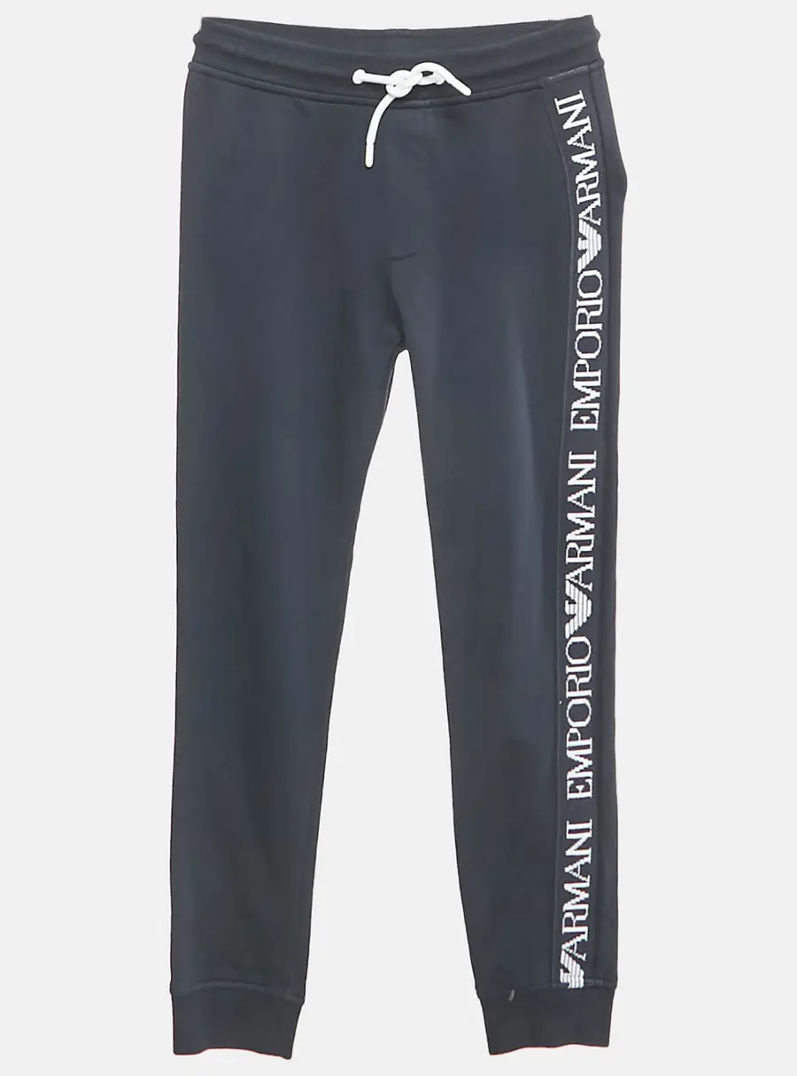Emporio Armani Kids Navy Blue Cotton Knit Drawstring Jogger Pants 10 Yrs