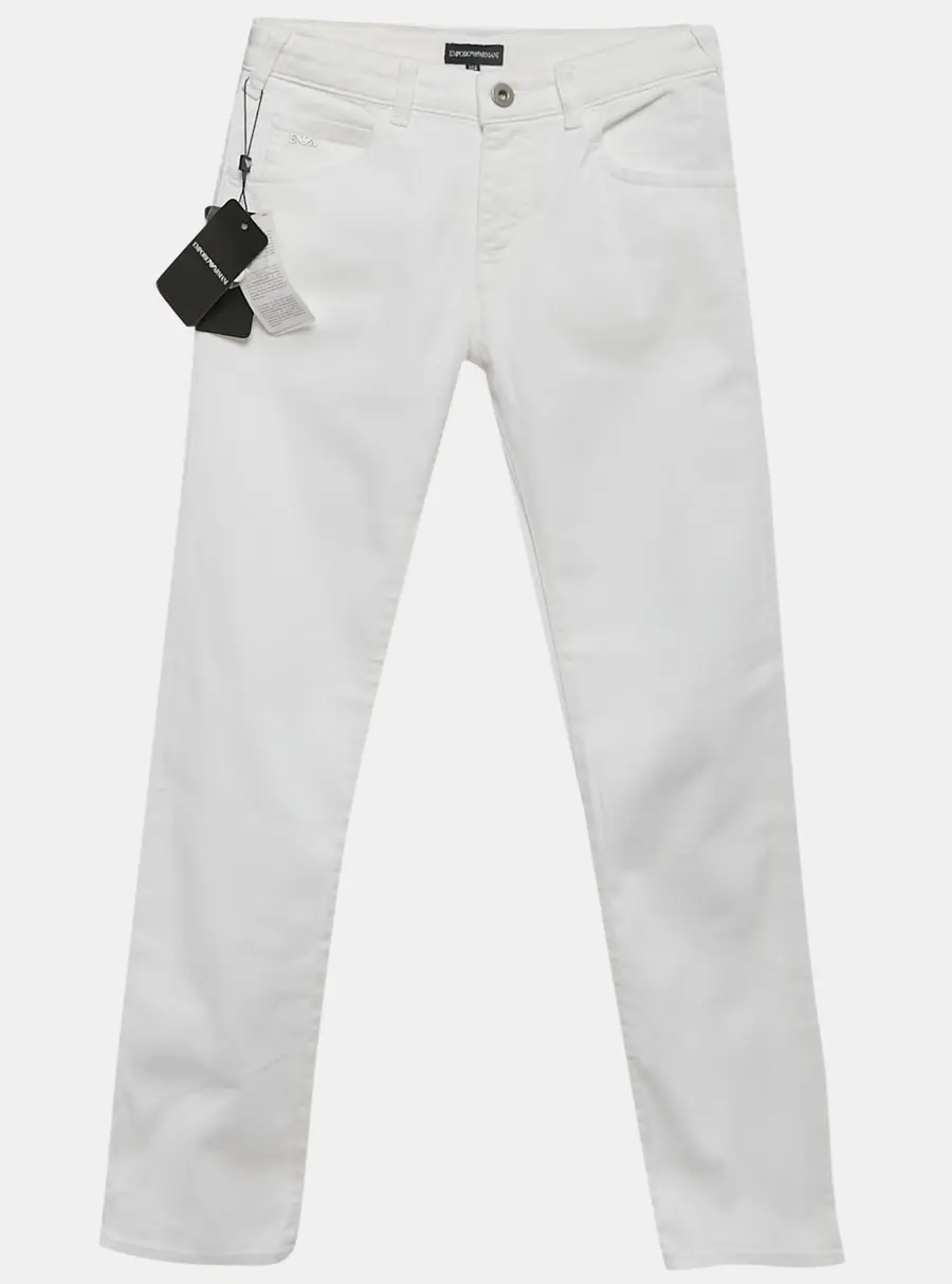 Emporio Armani Kids White Denim Slim Fit Jeans 10Yrs Waist 23"